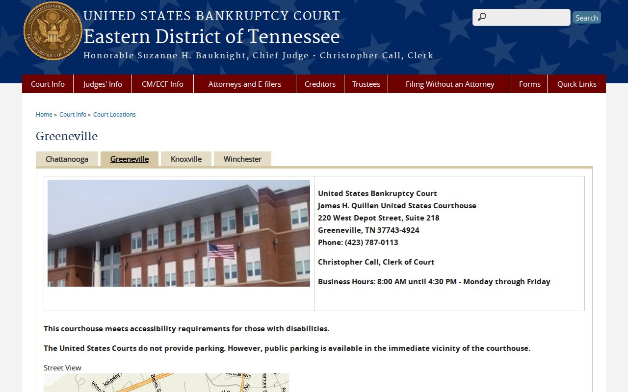 Cocke County Greeneville bankruptcy division information
