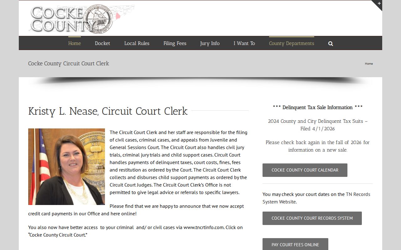 Cocke County Circuit Court Clerk home page