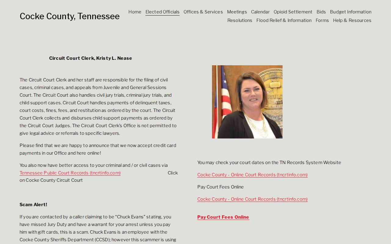 Cocke County Circuit Court Clerk official page