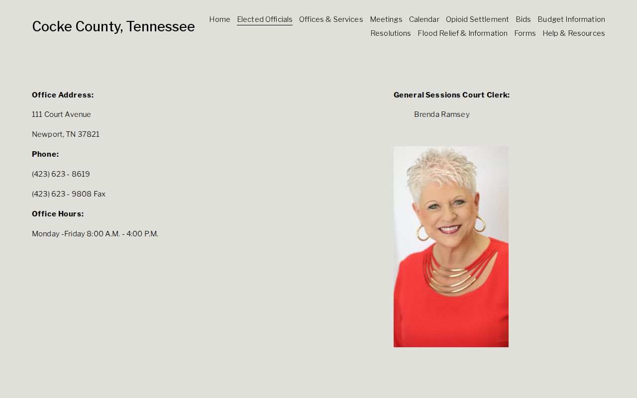 Cocke County General Sessions Court Clerk official page