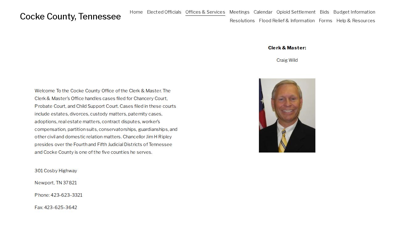 Cocke County Clerk and Master official page