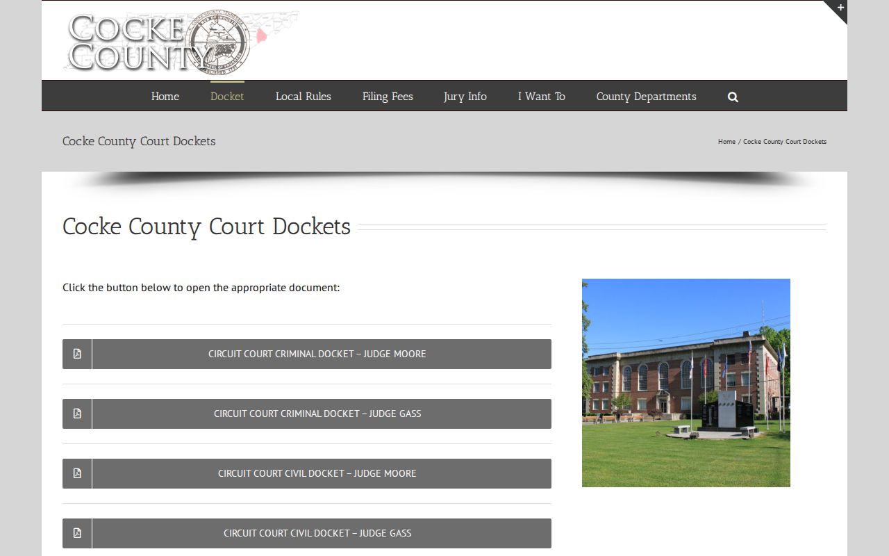 Cocke County Circuit Court docket PDF index