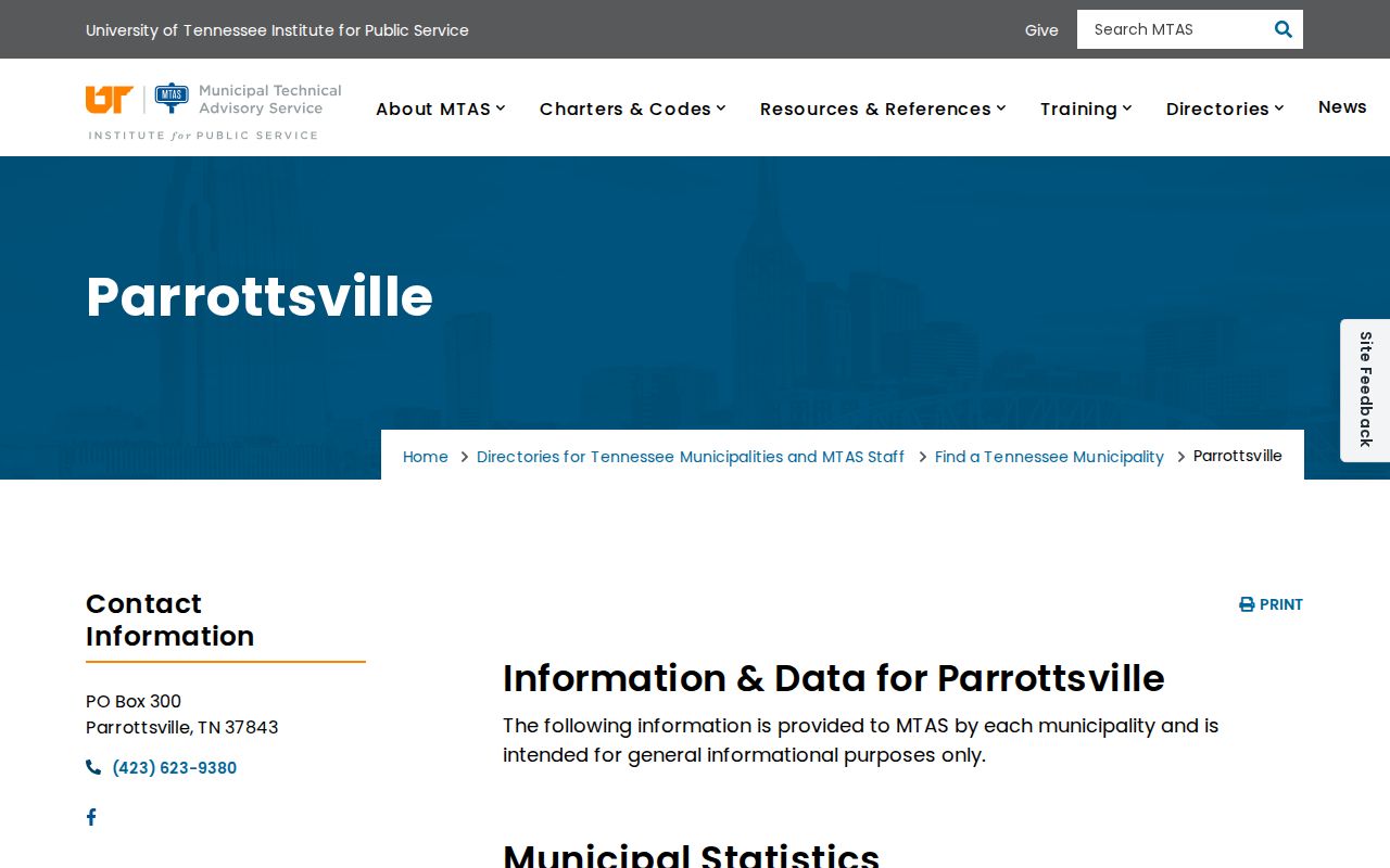 Parrottsville court records and official town profile